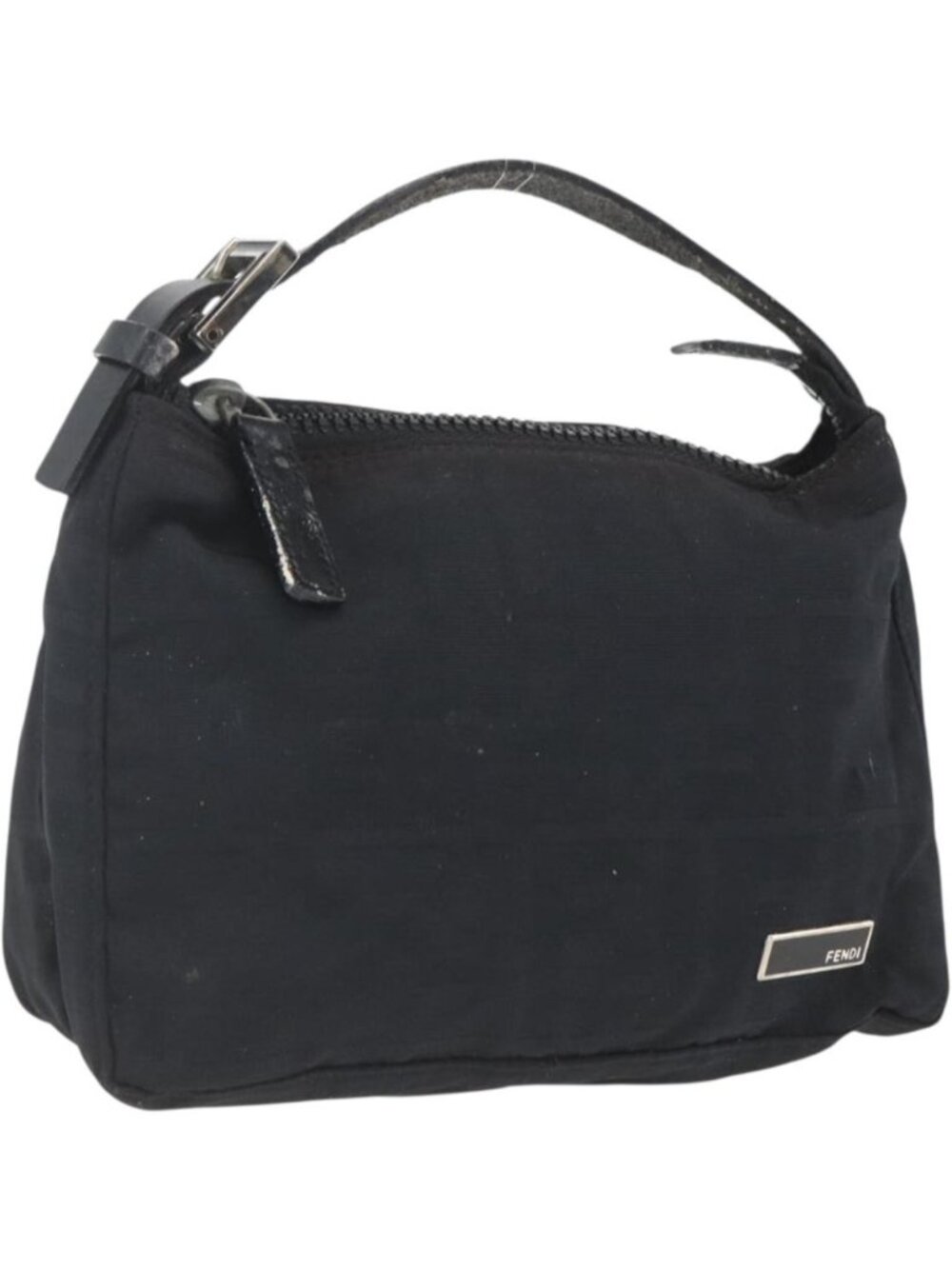 FENDI Zucca Canvas Hand Pouch Black Silver